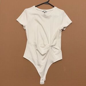 Barbiecore Scoop Neckline Cream Bodysuit